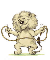 Gif animé lion saute